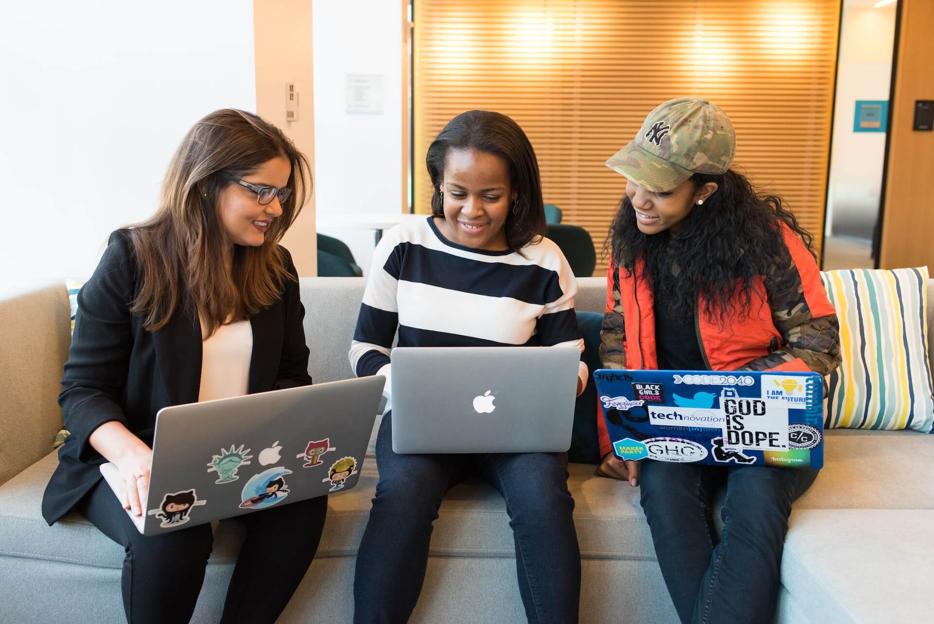 three office workers collaborating